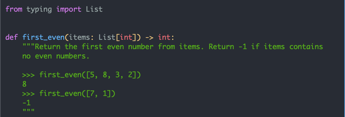 Solved from typing import List def first_even(items: | Chegg.com