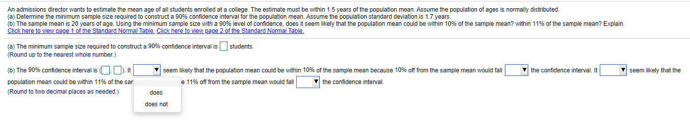 Solved An admissions director wants to estimate the mean age | Chegg.com