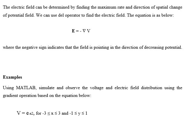 Matlab Potential Fields Paper Solved The electric field can be determined by finding the | Chegg.com