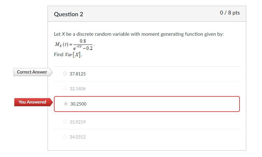 Solved Question 2 0/8 pts Let X be a discrete random | Chegg.com