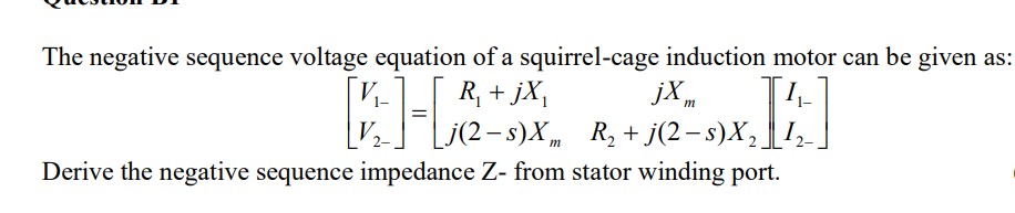 Solved The negative sequence voltage equation of a | Chegg.com