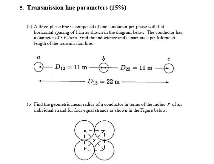 Solved 5. Transmission line parameters (15%) (a) A | Chegg.com