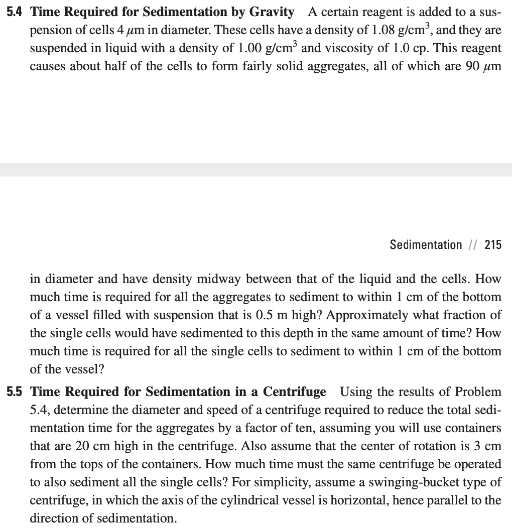 e Sedimentation problems and their possible cause.