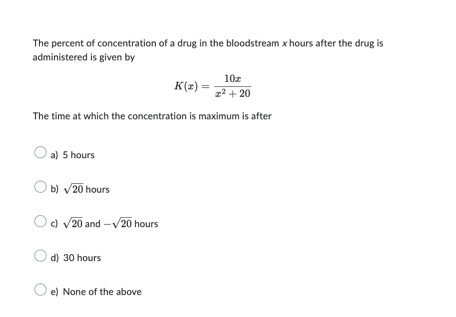 Solved The percent of concentration of a drug in the | Chegg.com
