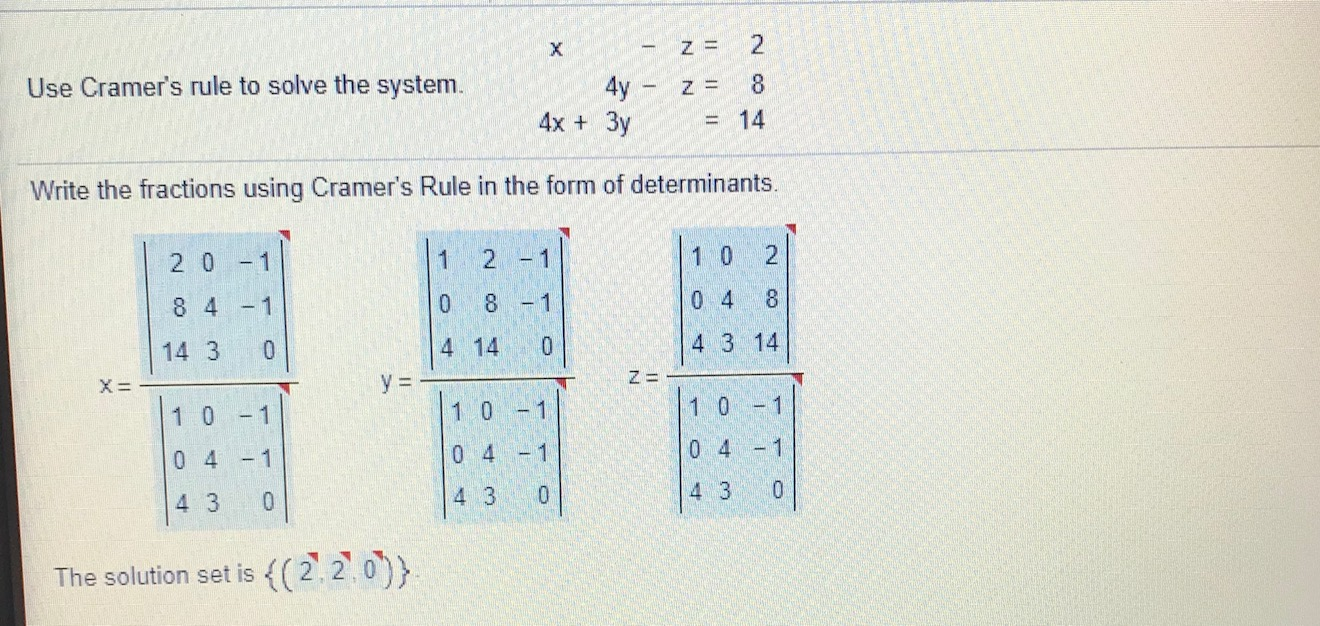 Solved Use Cramer S Rule To Solve The System 4y 4x