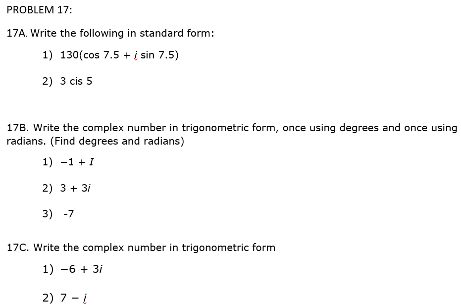 Solved 17A. Write the following in standard form: 1) | Chegg.com
