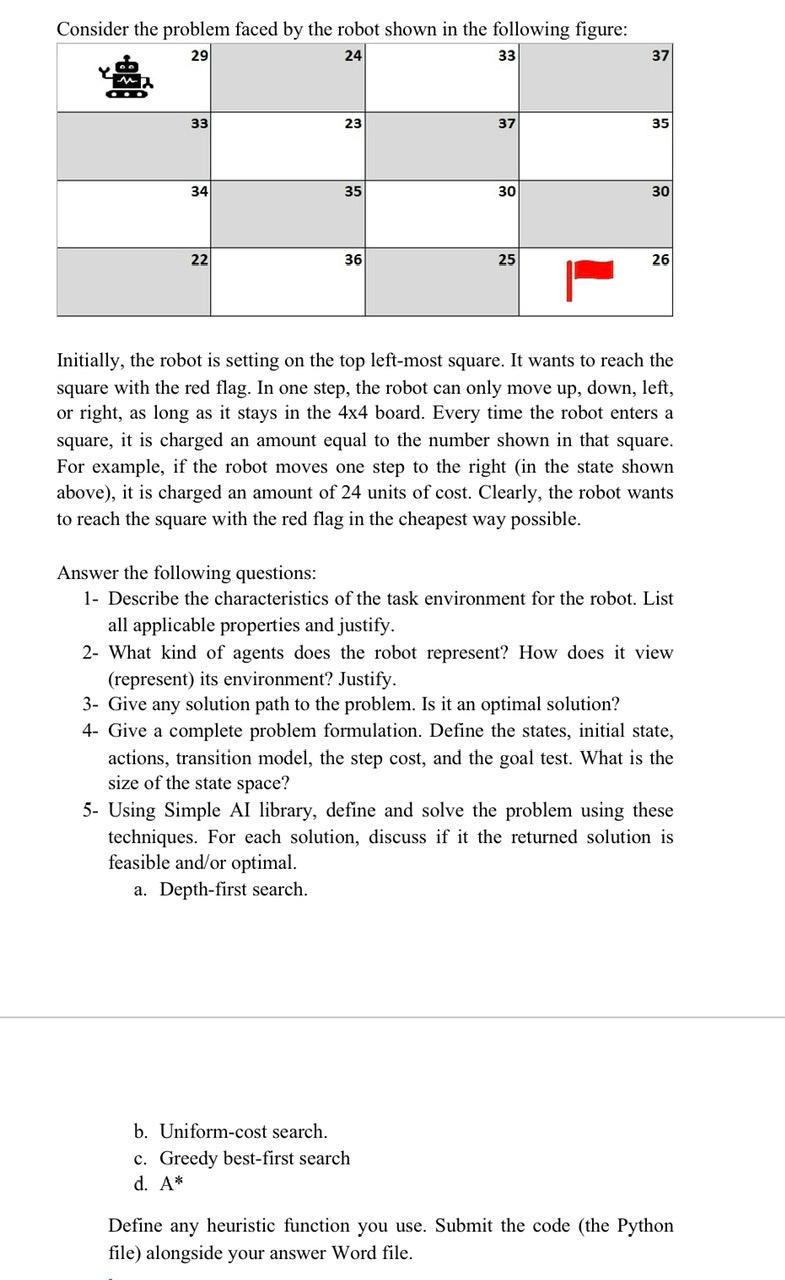 Solved Consider the problem faced bv the robot shown in the | Chegg.com
