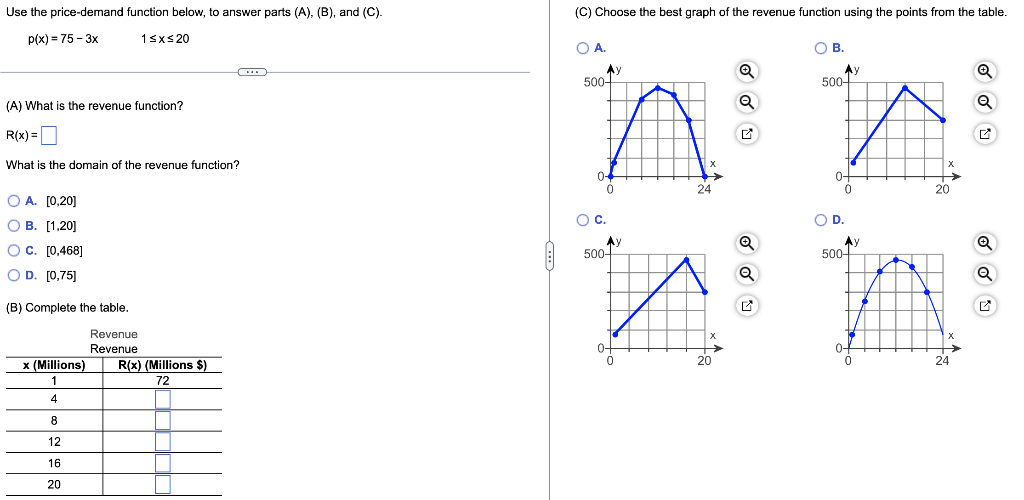Solved Use the price-demand function below, to answer parts | Chegg.com