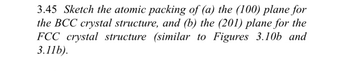 Solved 3.45 Sketch the atomic packing of (a) the (100) plane | Chegg.com