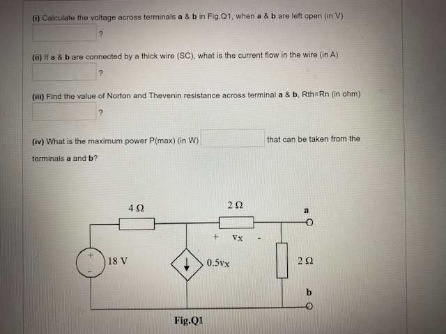Solved (i) Calculate the voltage across terminals a & b in | Chegg.com
