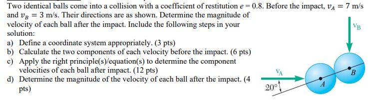 Solved Two Identical Balls Come Into A Collision With A | Chegg.com