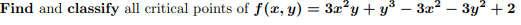 \( f(x, y)=3 x^{2} y+y^{3}-3 x^{2}-3 y^{2}+2 \)