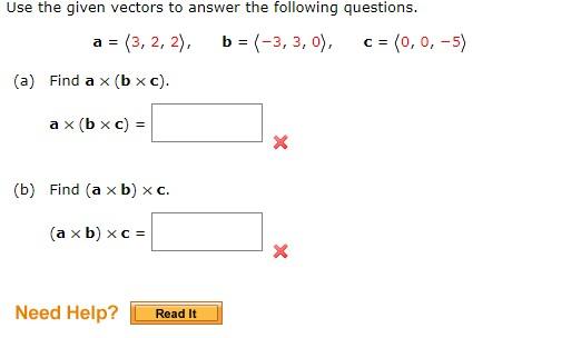 Solved Use the given vectors to answer the following | Chegg.com