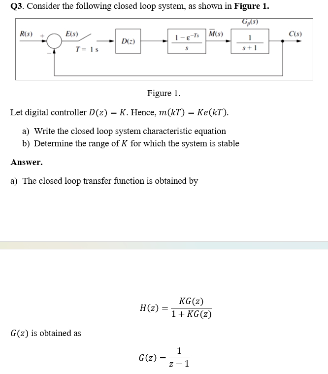 Solved Q3. ﻿Consider the following closed loop system, as | Chegg.com