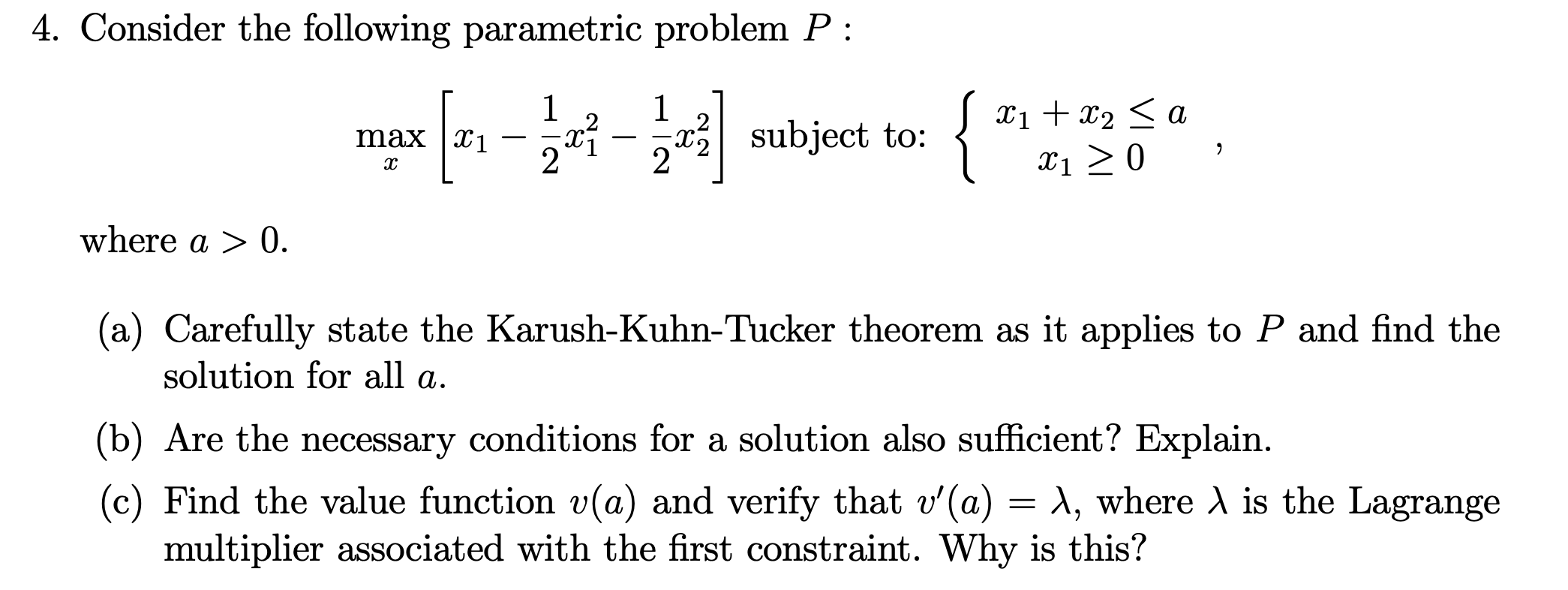 Solved 4. Consider The Following Parametric Problem P : | Chegg.com