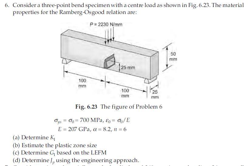 Solved 6. Consider a three-point bend specimen with a centre | Chegg.com