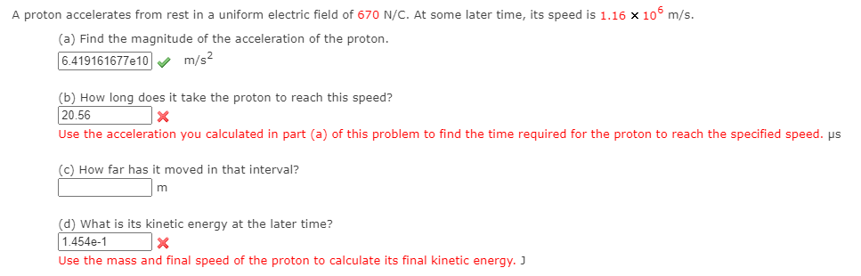 Solved A Proton Accelerates From Rest In A Uniform Electr Chegg Com