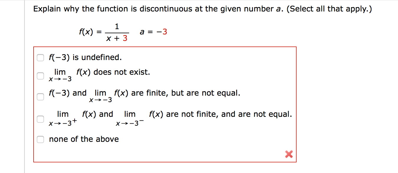 Solved Explain why the function is discontinuous at the | Chegg.com