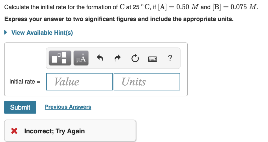 Solved Consider the reaction A+2BC whose rate at 25 C was | Chegg.com
