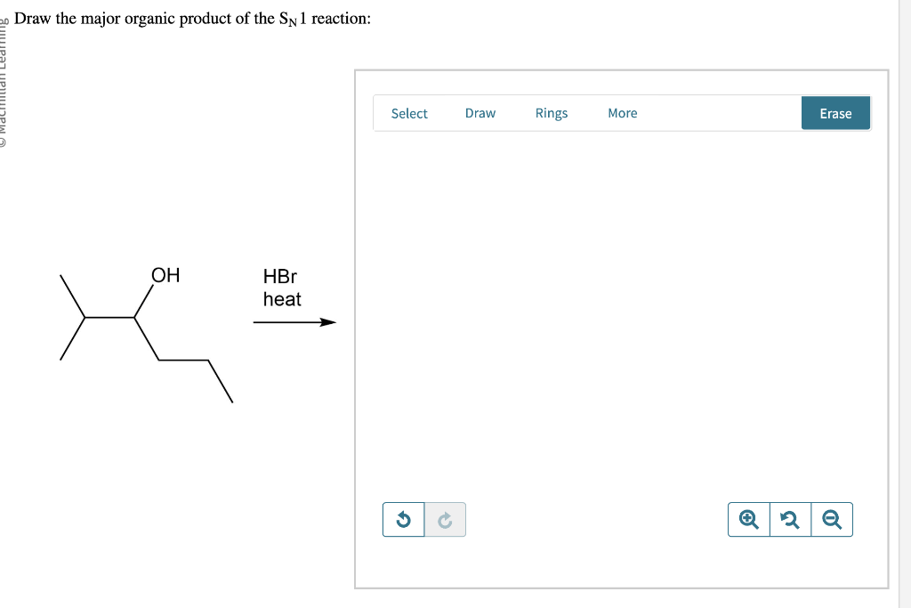 Solved Draw the major organic product of the SN1 reaction