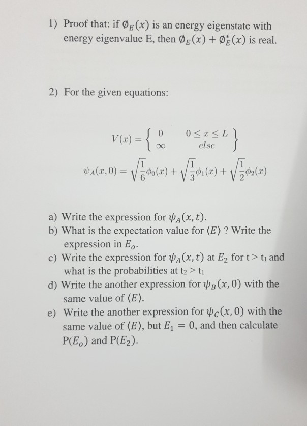 Solved 1 Proof That If X Is An Energy Eigenstate With Chegg Com