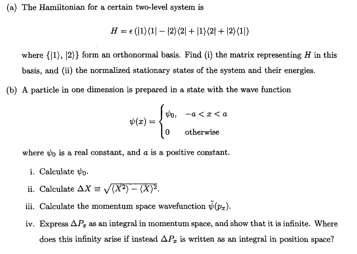 Solved (a) The Hamiltonian for a certain two-level system is | Chegg.com