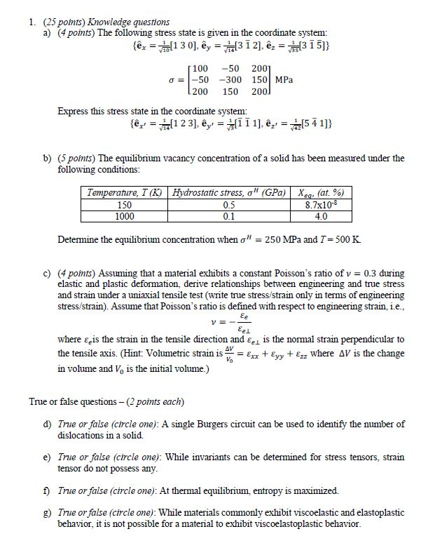 1 25 Points Knowledge Questions A 4 Points T Chegg Com