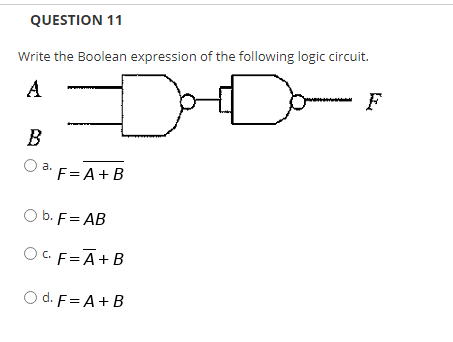 Solved QUESTION 11 Write The Boolean Expression Of The | Chegg.com