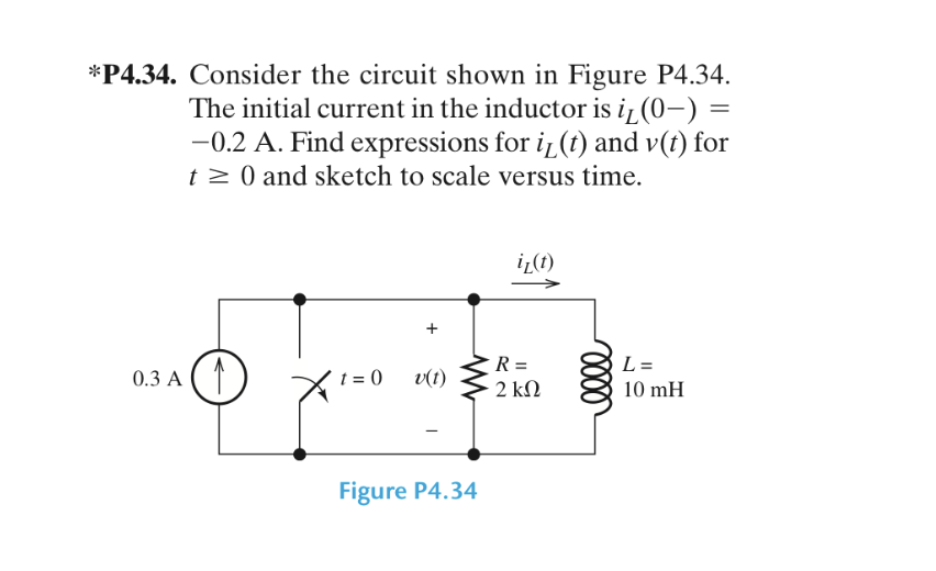 Solved 4.34. Consider the circuit shown in Figure P4.34. The | Chegg.com