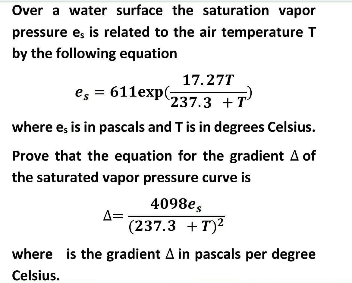 Saturation Vapor Pressure Equation