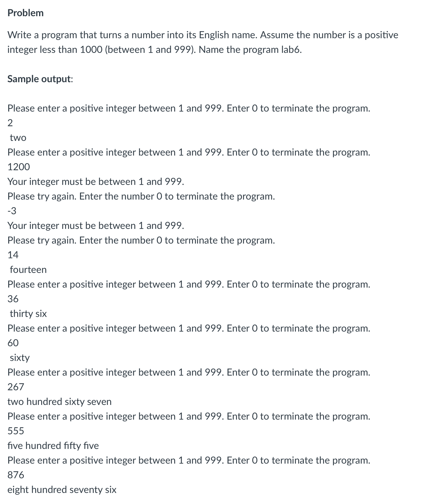 Solved Problem Write a program that turns a number into its | Chegg.com