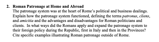 Solved 2. Roman Patronage at Home and Abroad The patronage | Chegg.com