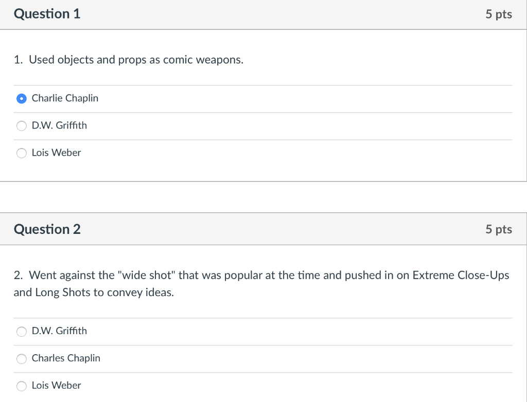 Solved Question 1 5 pts 1. Used objects and props as comic | Chegg.com