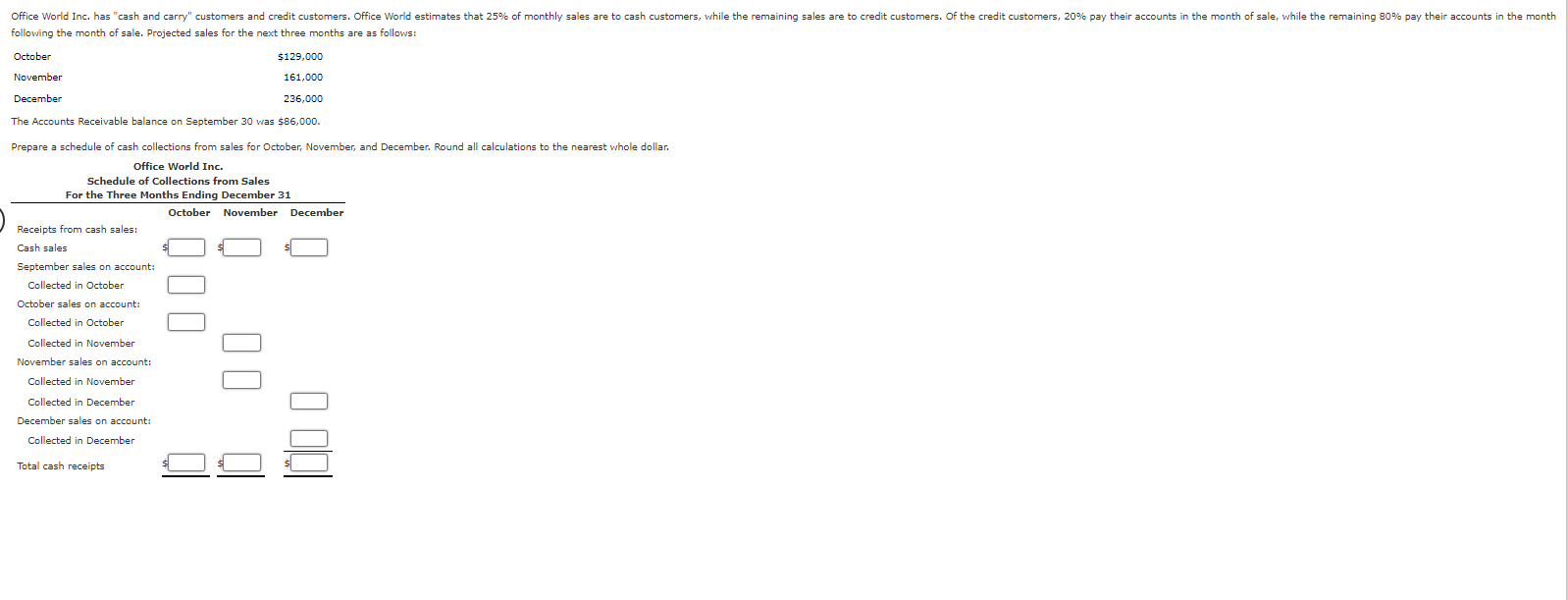 Solved Office World Inc. has "cash and carry" customers and