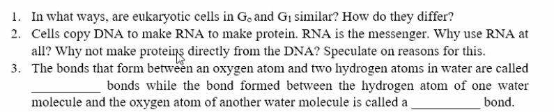 Solved 1. In what ways, are eukaryotic cells in G, and Gı | Chegg.com