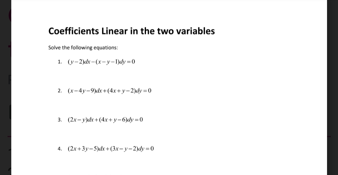 Solved Coefficients Linear In The Two Variables Solve The Chegg Com