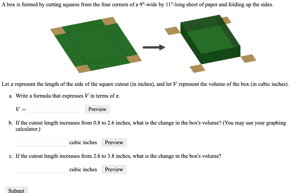 Solved A box is formed by cutting squares from the four