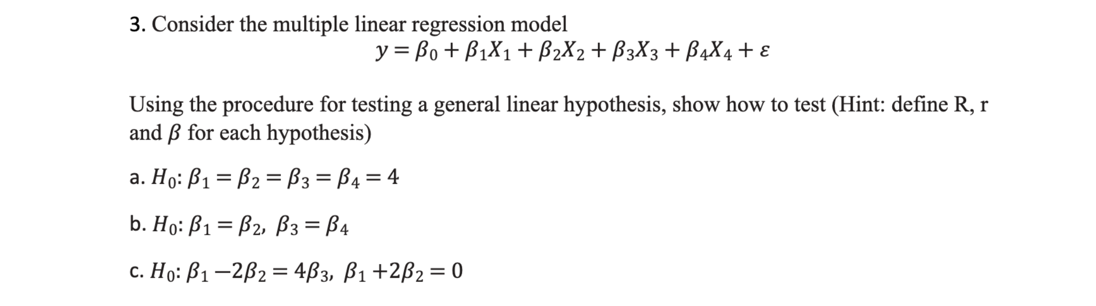 Solved 3. Consider the multiple linear regression model | Chegg.com