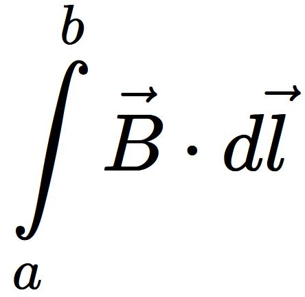 \( \int_{a}^{b} \vec{B} \cdot d \vec{l} \)