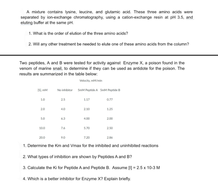 Solved 4. A mixture contains lysine, leucine, and glutamic | Chegg.com