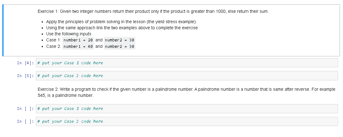 Solved Exercise 1: Given two integer numbers return their | Chegg.com