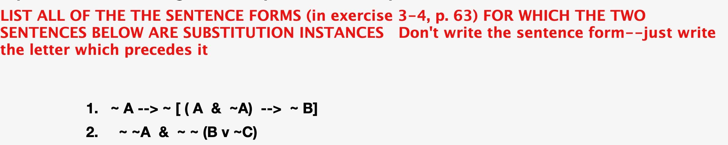 Solved LIST ALL OF THE THE SENTENCE FORMS (in exercise 3-4, | Chegg.com
