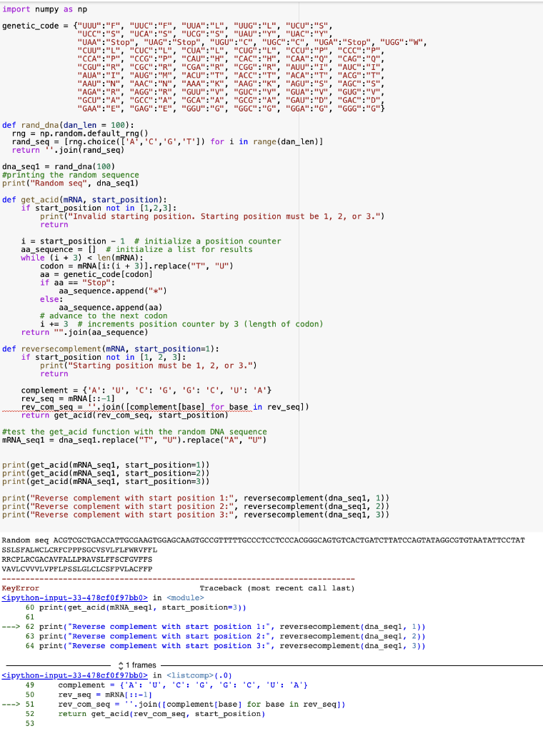 Solved Code get_acid is modified to automatically print | Chegg.com