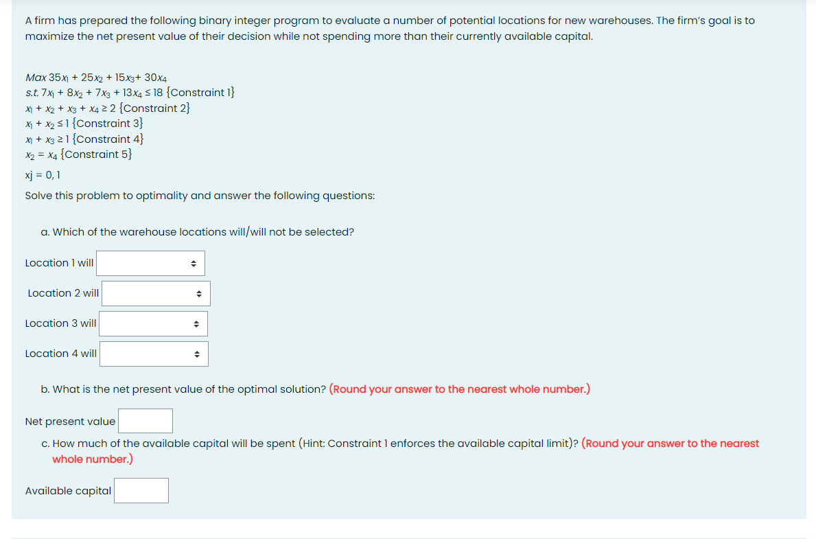 Solved A firm has prepared the following binary integer | Chegg.com
