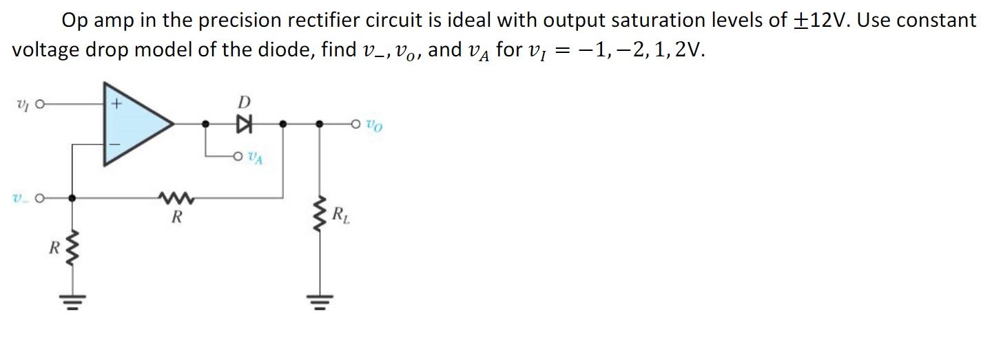 Solved Op amp in the precision rectifier circuit is ideal | Chegg.com