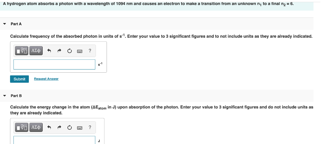 solved-a-hydrogen-atom-absorbs-a-photon-with-a-wavelength-of-chegg