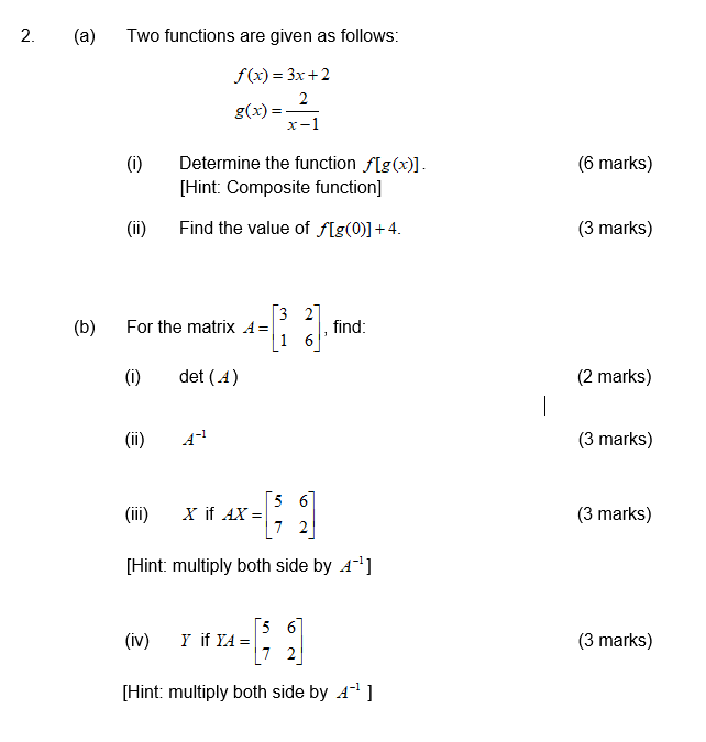 Solved Two functions are given as follows: | Chegg.com