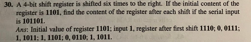 Solved 30. A 4-bit shift register is shifted six times to | Chegg.com