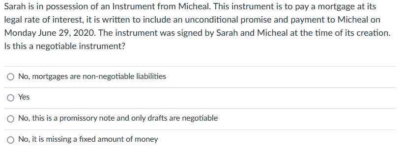 Solved Postdating an instrument will always make it | Chegg.com