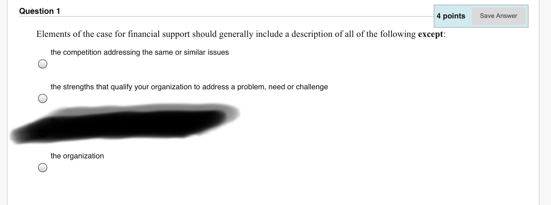 Solved Question 1 4 points Save Answer Elements of the case | Chegg.com
